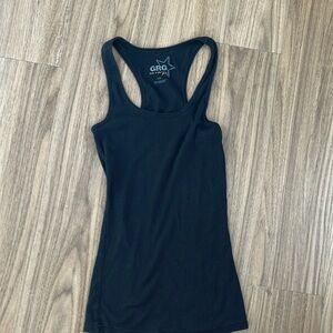Garage Black Ribbed Racerback Tank - Size Medium